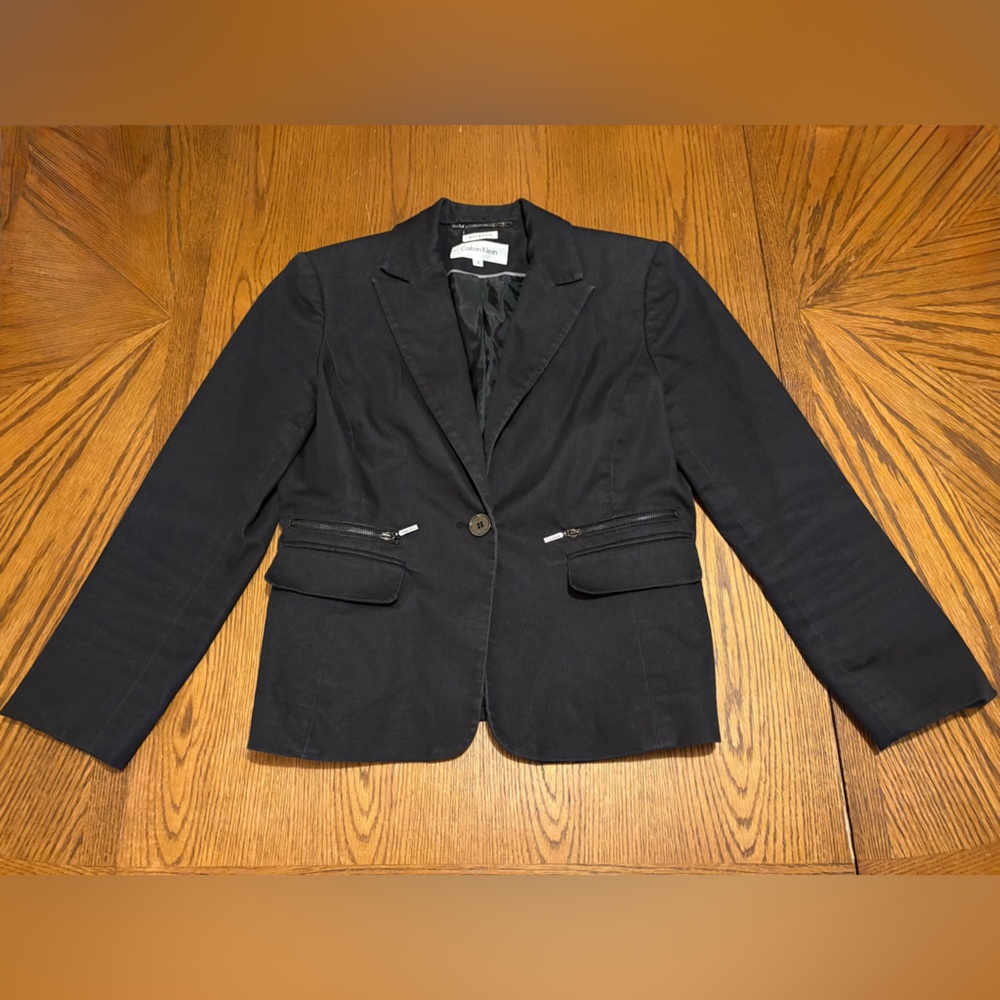 Calvin Klein Black Blazer Tailored Notched Lapels